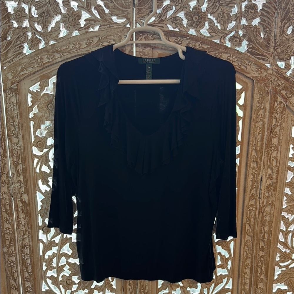 Karen Kane Black Ruffle Top